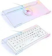 SELORSS Acrylic Computer Keyboard Holder,366 Kinds RGB Compact Keyboard Tray,Gaming Keyboard USB Interface Titled Keyboard Stand Ergonomic Typing,Clear Keyboard Riser for Office Desk,PC,Gaming