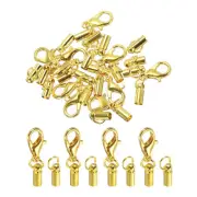 10Pcs Cord End Caps, 2.5mm End Caps Barrel Beads Kumihimo Iron (Gold)