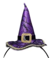 MINI PURPLE WITCH HAT HEADBAND Cap Costume Halloween Black Pointy Spider Web Net