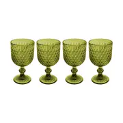 4PK Casa Domani Caterina Goblet Wine Glass Elegant High Quality - Green