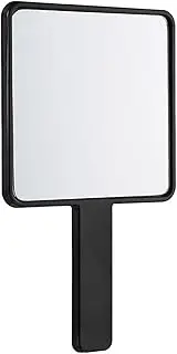 CoehaopikeCute Handheld Vanity Mirror in Square Design - Compact and Vintage Style Hand Mirror for Desk - Ideal for Self Haircuts Cosmetics and Barber Use Durable ABS Mini Mirror (Black)