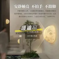 在飛比找Yahoo!奇摩拍賣優惠-感應燈半圓月球壁燈免布線免安裝隱藏式充電玄關走廊感應式半球月