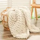 Chunky Knit Throw Blanket for Couch, 40x60 inches, 100% Hand Knitted with Thi...
