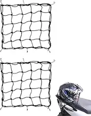 ZEXIJOW Pack of 2 Motorcycle Luggage Net, 40 x 40 cm Motorcycle Net with 6 Mounting Hooks, Motorcycle Helmet Net, Motorcycle Luggage Net, Helmet Net with Hooks for Bicycle, Motorcycle, etc