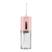 Water Flosser for Teeth Cordless, Oral Irrigator, Rechargeable Dental Water Jet with 280ML Water Tank and 5 Jet Tips for Travel Home (Pink)