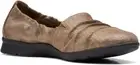 Clarks Women's 7.5 W Jenette Ruby Pewter Metallic Scrunched Leather Flats NEW