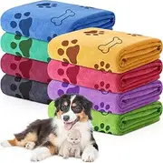 Chumia 8 Pcs Bulk Towels for Drying Dogs Cats Pet Towels Puppy Microfiber Quick Drying Dog Paw Bath Bathing Supplies Absorbent for Medium Pets(Colorful,40 x 24 Inch)