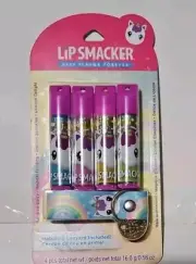 Lip Smacker Flavored Lip Balm Set With Lanyard Unicorn Lip Care to Moisturize