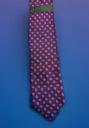 New Tattersall Purple With Small Paisley’s 100% Silk Slim Tie Necktie