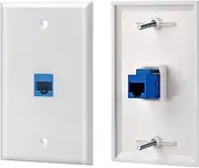 2 Packs 1 Port Cat6 Keystone Female to Female,Ethernet Wall Plate,Ethernet Cable Faceplates,Keystone Jack Wall Plate with RJ45 Keystone Inline Coupler Insert
