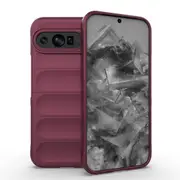 For Google Pixel 9 Pro XL 5G Case, Wavy Durable TPU Flannel Cover, Wine Red