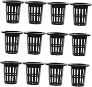 Luxshiny 50pcs Hydroponic Plant Growing Baskets Durable Plastic Mesh Net Cups for Soilless Cultivation Black Hydroponic Pots for Aquatic Plants
