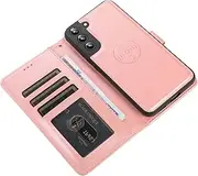[GoshukunTech] for Samsung Galaxy S23 5G Case,for Galaxy S23 5G Phone Cover [2 in 1 Wallet Leather Case] Detachable Magnetic Flip Cover with Card Slots,Wrist Strap-Pink