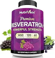Nutrivein Resveratrol 1450mg - Anti Aging Antioxidant Supplement 120 Capsules - Promotes Immune, Cardiovascular Health and Blood Sugar Support - Made with Trans-Resveratrol, Green Tea Leaf, Acai Berry