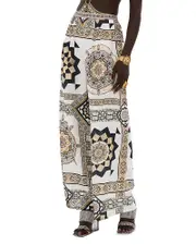 Camilla Linen Wide Leg Pants in Tile Style