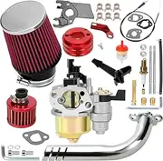 YOXUFA High Performance 212cc Carburetor Exhaust Header Stage 1 Kit for Predator 212 224cc 196cc GX160 6.5hp Engine Coleman CT200U CT200U-EX BT200X Baja Warrior MB200 Mini Bike KT196 Go Kart Parts