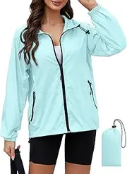 [CRIPOM] Rain Jacket Women Waterproof Lightweight Jacket With Hood Packable Raincoat With Pocket S-XXL