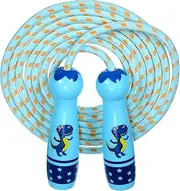 KICHOUSE Dinosaur Print Cotton Jump Rope Adjustable Skipping Rope for Beginners Tangle Design for Outdoor Activities Soft and Tough Handles