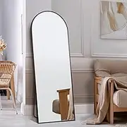 Oikiture Full Length Mirror 180 x 70cm Arch Floor Mirror Standing Mirror for Home Entry and Living Room, Black