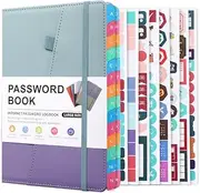 Password Keeper Book with Alphabetical Tabs for Seniors, Hardcover Password Keeper,Password Notebook Organizer for Home Office Internet Website Address Login,213x150mm (Purple)