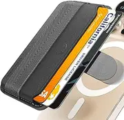 Sinjimoru Pull & Eject Magnetic Wallet for iPhone, Finger Grip for MagSafe Card Holder, Compatible with MagSafe Wallet, M-Pull Tab Band Black
