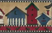 DEBBIE MUMM COUNTRY BIRDHOUSES WITH CROWS WALLPAPER BORDER