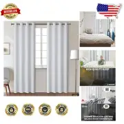 Versatile Thermal Insulated Drapes - 55x96" Grommet Curtains in Greyish White