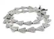 Silver Triangular Baule Beads 27x26mm Flat White Metal Large Hole 14 Inch Strand