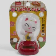 Cute Solar Powered Energy Swinging Lucky Cat White Maneki Neko by DAISO Japan