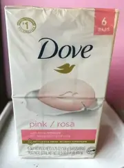 Dove Beauty Pink Rose Deep Moisture Bath Bar Soap 6 Individual 4oz Bars
