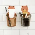 Adhesive Drying Cup Shelf Drainer Support Bracket Bear Toothbrush Holder