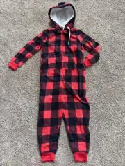 Gymboree boys Christmas Buffalo Plaid Lined One Piece Pjs Nwt Size S 5-6