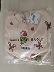 AE American Eagle Grinch Candy Cane Plush PJ Set Size X-Small