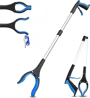 Reacher Grabber Tool, 32" Aluminum Alloy Grabber Tool Heavy Duty with Magnet, Foldable Reacher Grabber for Seniors (Blue)