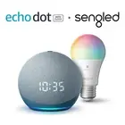 Alexa Echo Dot (4th Gen) Smart speaker with Clock, Sengled Multicolor Bulb