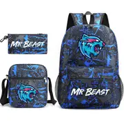 Mr Beast Lightning Cat School Bag Backpack Pencil Case Shoulder Bag Three-piece Set _07