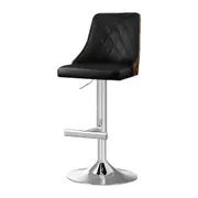 Bar Stool Bentwood Swivel Adjustable Kitchen Counter Stool Leather Black