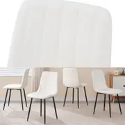 BRIBRION 4x White Leather PU Dining Chair Black Metal Legs For Living Study room Cafe Office Kitchen