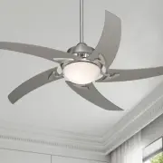 52" Modern Ceiling Fan with Light LED Remote Brushed Nickel Living Room Kitchen