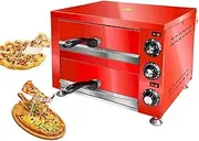 12" Commercial Electric Pizza Oven, Indoor 2-Layer Electric Pizza Maker,Countertop Pizza Cooker with Adjustable Temperature & 60 Minutes Timer, Table Top Pizza Maker for Restaurant Home