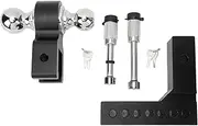 XTevu Adjustable Trailer Hitch 6in Drop Rise 12500LBS Capacity Stainless Steel Tow Balls Drop Hitch for 2in Heavy Truck GTW Traction Hook Receiver (Black)