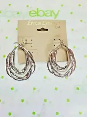 Erica Lyons Silver Tone French Wire Dangle Drop Earrings Silver Round Shaped