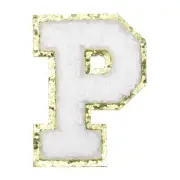 Chenille Letter Patches, Letter P Iron on Patches for Clothing(White, 4 Cm/1.6")