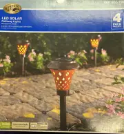 Hampton Bay 4 Pack Case LED Solar Pathway Lights Red Ceramic Finish