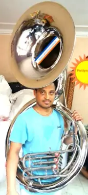 SOUSAPHONE TUBA BELL 25" PURE BRASS METAL IN CHROME POLISH +CASES+FREE FAST SHIP