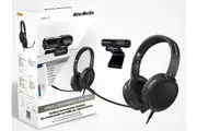 AVERMEDIA AH313 Podcast, Conference Kit, CAM313 Live Stream @ 1080P + AH313 High Quality Over the ear Headset with Mic. USB Plug and Play, Retail