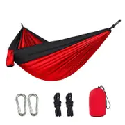 Camping Hammock Single & Double Portable Hammock Ultralight Nylon Parachute Hammocks with 2 Hanging Straps for Backpacking Travel Beach Camping Hiking Backyard,Red Black