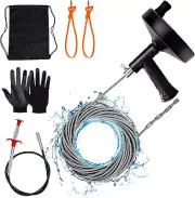 Drain Auger 33 Ft Plumbing Snake Hair Clog Remover Drain Snake Flexible Grabber