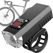 Bright Bike Light for Night Riding - Rechargeable LED Front Headlight,Smart Digital Display, Waterproof Cycling Accessories, Handlebar Flashlight for Safety