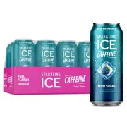 Sparkling Ice Caffeine Blue Raspberry Sparkling Water with Caffeine Zero Suga...